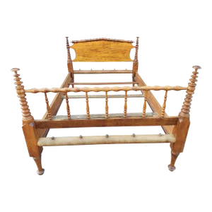Early 19th Century Antique Bobbin Rope Bed Not Quite Full Size