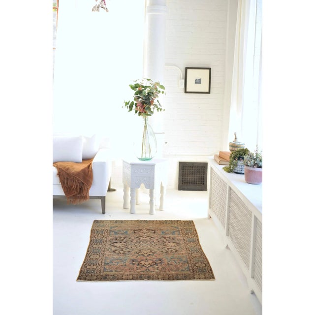 1930s Blue & Blush Woven Rug, 3.3 x 4.8 For Sale - Image 4 of 11
