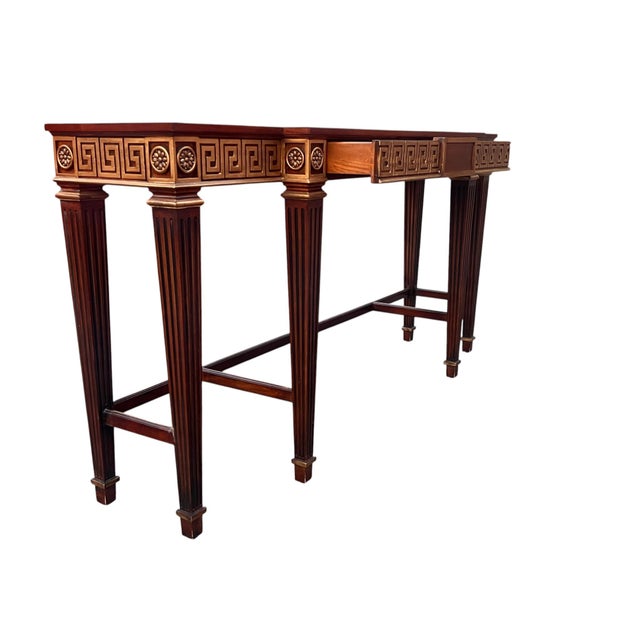 Brown Late 20th Century Hickory White Greek Key Console For Sale - Image 8 of 18