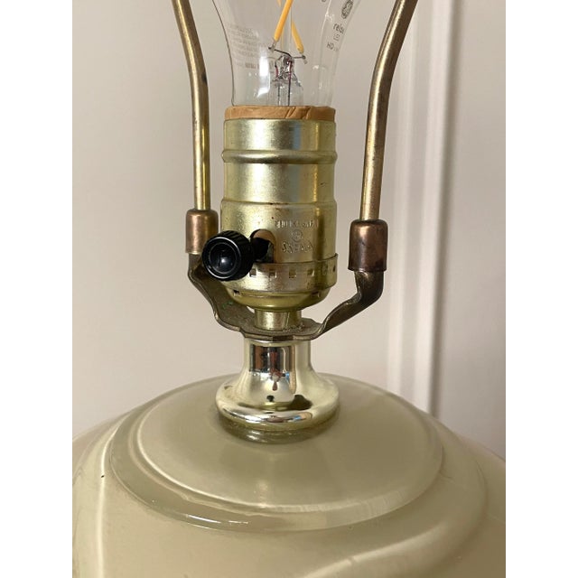 Art Deco Cream Glass Reverse Painted Table Lamp Base For Sale - Image 11 of 12