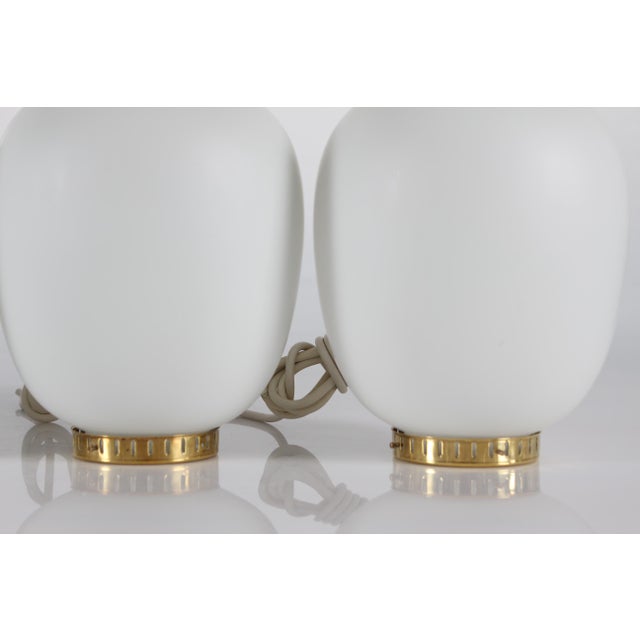 Metal Opaline Glass and Brass Pendant Lamp by Bent Karlby for Lyfa, 1960s, Set of 4 For Sale - Image 7 of 11