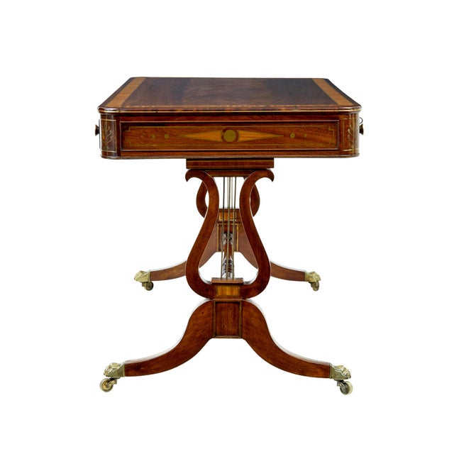 Early 19th Century 19th Century Regency Brass Inlaid Writing Desk, 1825 For Sale - Image 5 of 11