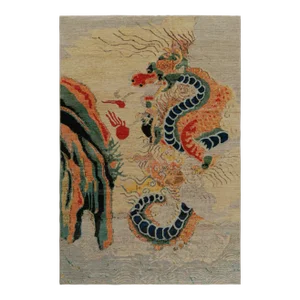 Rug & Kilim’s Modern Chinese Pictorial Dragon Rug in Beige