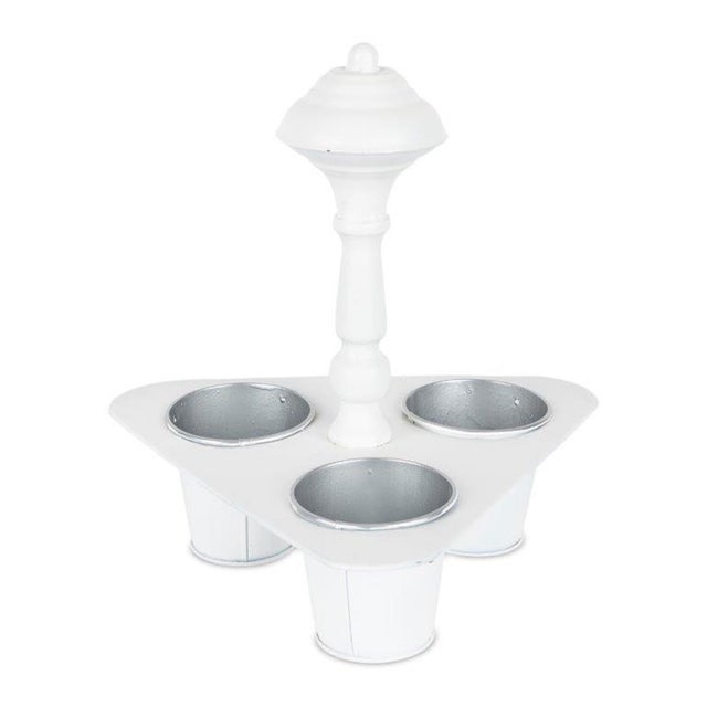 Add a touch of elegance to your home with the Metal Triple Pot Holder featuring three tin planters. This charming piece is...