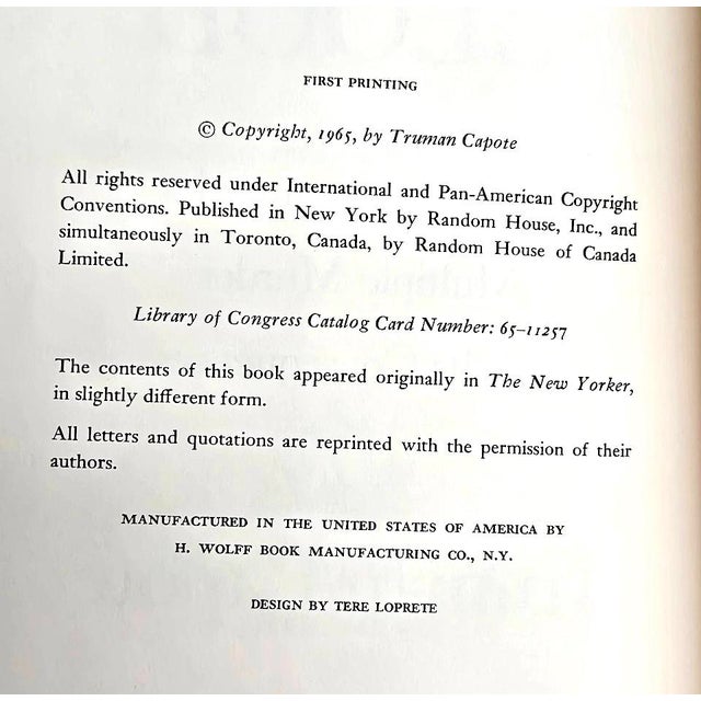Textile 1966 1st Edition 1st Printing, "In Cold Blood", by Truman Capote For Sale - Image 7 of 11