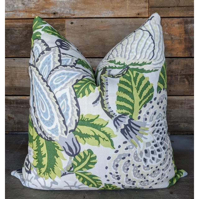 Mitford in Green and White Floral Pillow Cover by Thibaut Chairish