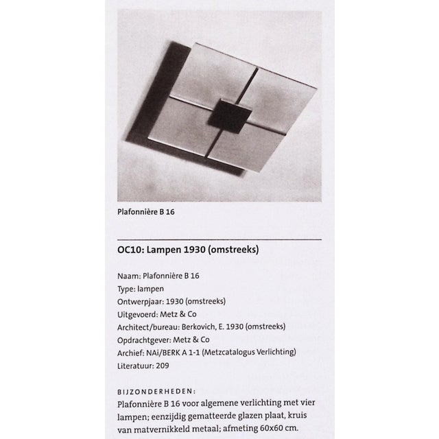 1930s Ceiling Light by Elmar Berkovich for Metz & Co., 1932 For Sale - Image 5 of 7