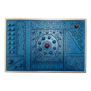 2002 "Bold Maneuvers" Abstract Mixed Media Dimensional Geometric Painting by Artist Embery
