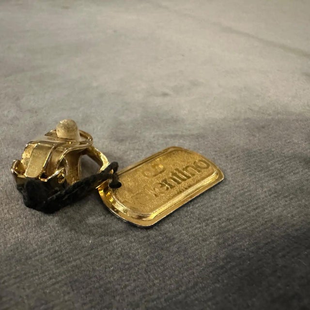 Metal 1980s Logo Gilted Metal Clip on Earrings by Valentino Garavani For Sale - Image 7 of 10