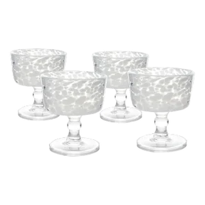 Torcello Spotted Rosa Dessert Coupe, White/Clear, Set of 4