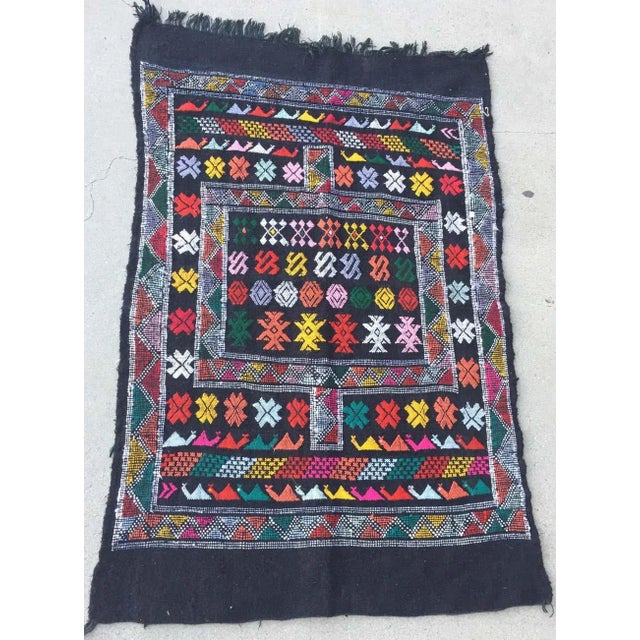 Tribal Moroccan Vintage North African Black Tribal Kilim Rug For Sale - Image 3 of 11