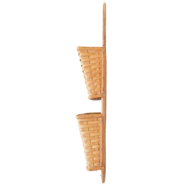 Mid-Century Modern Bentwood Woven Cane Wicker Wall Pocket For Sale - Image 3 of 3