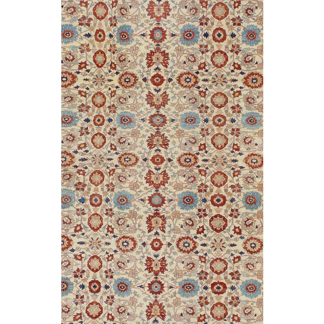 Tribal Large Sultanabad Design Rug in Ivory With Sky Blue and Brick Red 17'4 X 24'3 For Sale - Image 3 of 6