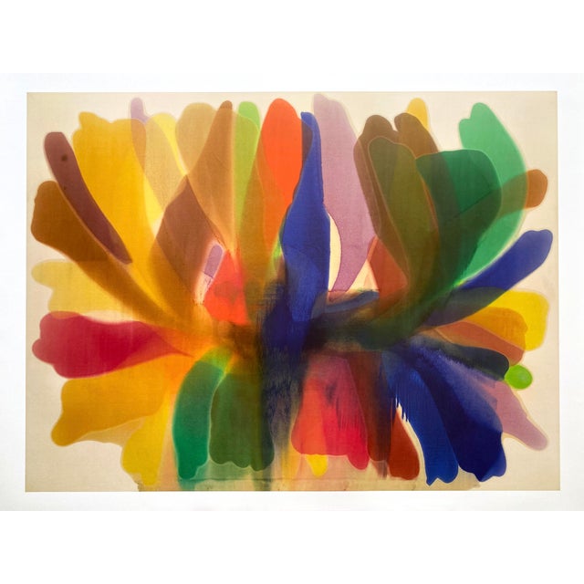 This Morris Louis Modernist offset lithograph print Abstract Expressionist museum poster " Point of Tranquility " 1959-60,...