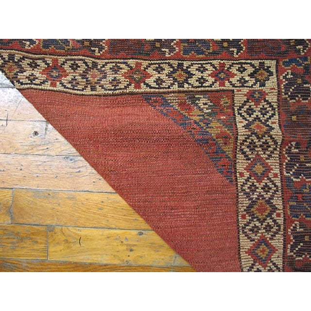 1900s Orange Medallion Antique Caucasian Rug 3'5" X 4'0" Handknotted Wool Carpet For Sale - Image 4 of 4