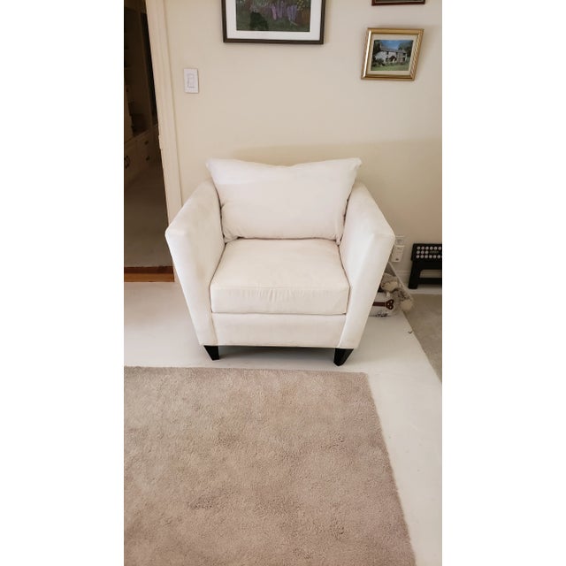 Custom Made White Deep Armchair For Sale - Image 9 of 9