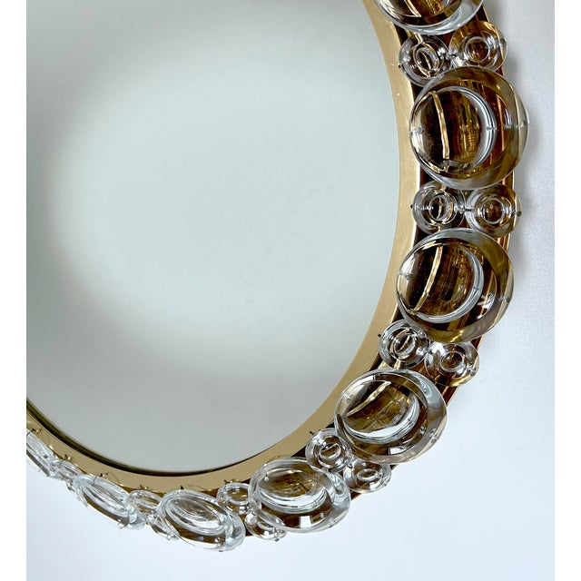 Vintage Illuminated Crystal Brass Mirror from Palwa, 1960s For Sale - Image 14 of 18