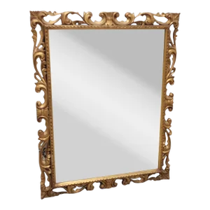Antique Early 20th Century Carved Wood & Gesso Gilt Frame Mirror 38 X 48, C1930s
