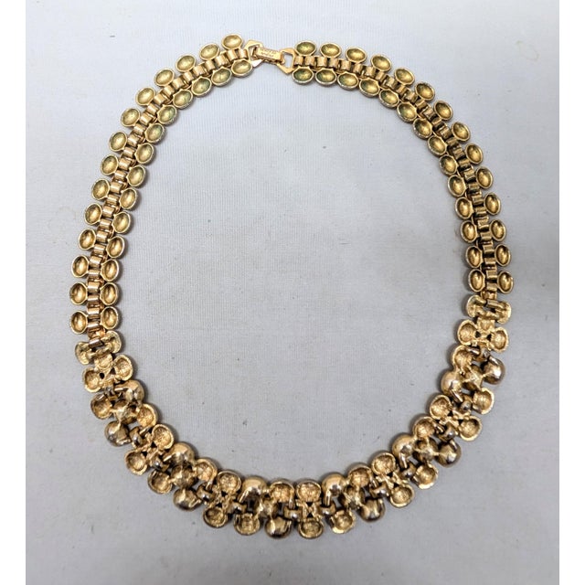 1990s Vintage Signed Napier Goldtone Jewel Tone Rhinestone Collar Necklace For Sale - Image 5 of 11