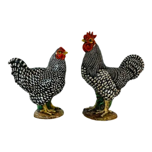 Vintage Zaccagnini Terra Cotta Italy Rooster Hen Figurines a Pair