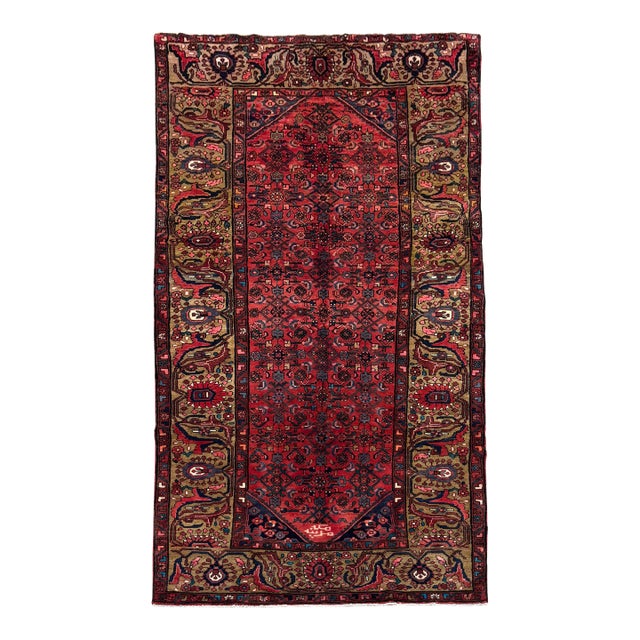 Antique Persian Hamedan Hand-Knotted Rug 5'0" X 11'10" For Sale
