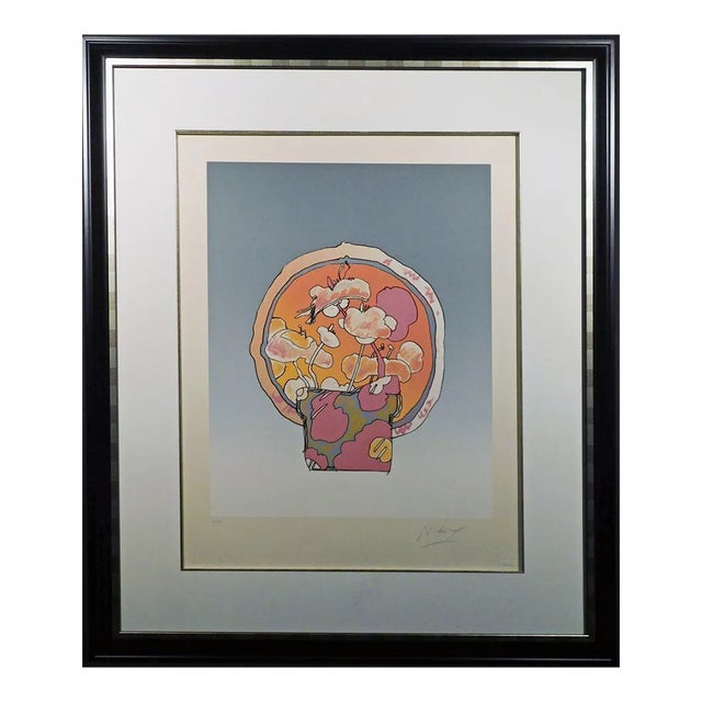 Peter Max "Flowers in Circle" Framed Hand Signed Fine Art For Sale