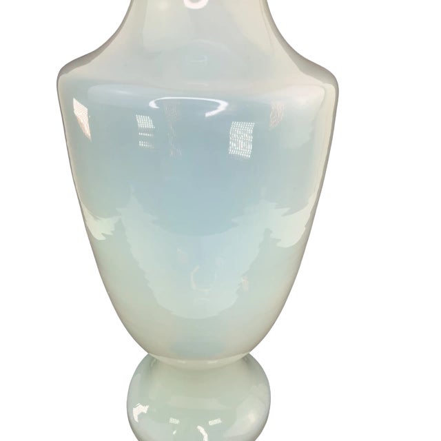1900 - 1909 Large French White Opaline Glass Vase For Sale - Image 5 of 8