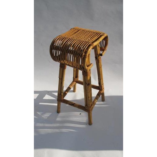 Mid-Century Rattan Cocktail Bar with Three Stools, 1960s, Set of 4 For Sale - Image 18 of 18