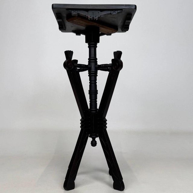 Wood Antique English Ebonised Side Table, 1920 For Sale - Image 7 of 12