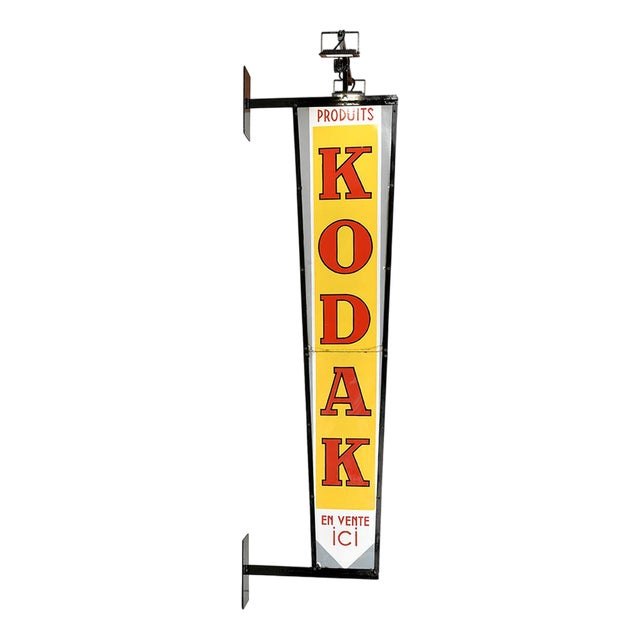 Large Enameled Flag Light Sign from Kodak For Sale