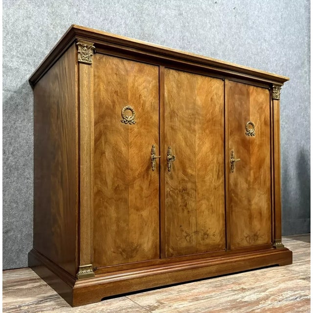 Empire Style Sideboard in Mahogany and Gilded Bronze, 1950s, in Good conditions. Designed 1950 to 1959