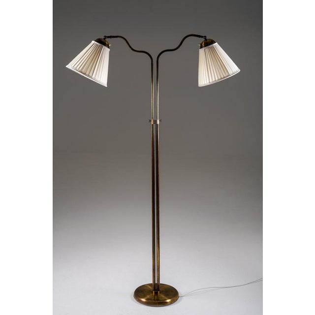 Swedish Modern Brass Floor Lamp, 1940s For Sale - Image 3 of 13