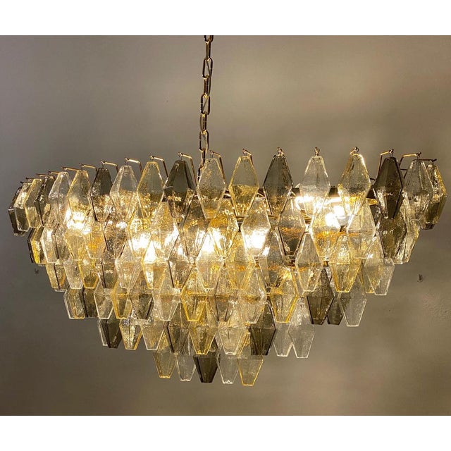 Oval Amber and Grey Poliedri Murano Glass Chandelier or Ceiling Light, 1990s For Sale - Image 11 of 15