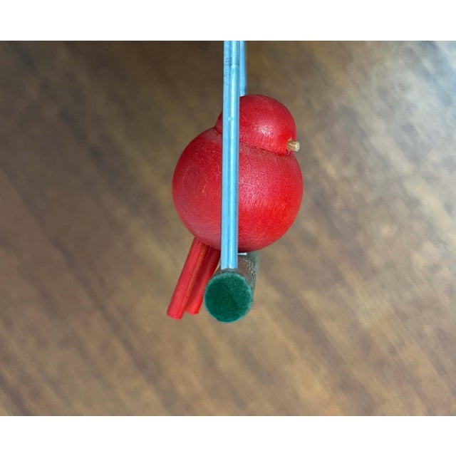 Mid-Century Modern Mid-Century Modern Red Bird Hangers from Aarikka, Finland, 1960s, Set of 2 For Sale - Image 3 of 12