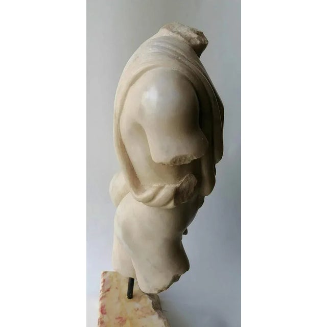 Early 20th Century Italian Sculpture in Carrara Marble Torso For Sale - Image 5 of 7
