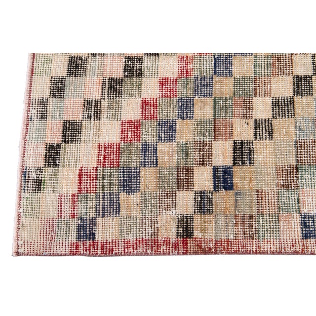 Textile Vintage Art Deco Handmade Beige Geometric Wool Rug For Sale - Image 7 of 10
