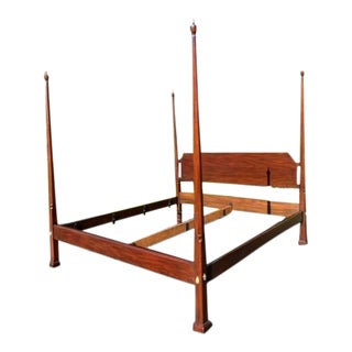 1990s Henkel Harris King Size Mahogany Pencil Post Bed For Sale