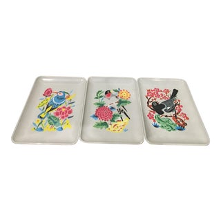 Vintage Wony LTD Rustic Decorative Bird Serving Trays- Set of 3 For Sale