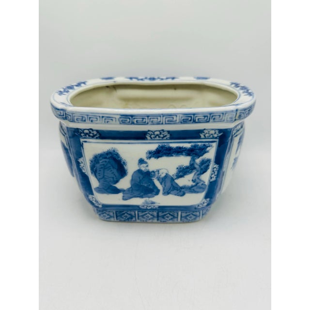 Vintage Chinoiserie Blue and White Planter For Sale In Charleston - Image 6 of 8