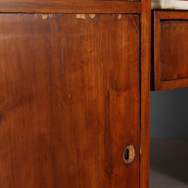 Brown Walnut Sideboard with Marble Top For Sale - Image 8 of 13