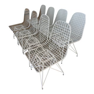Vintage White Metal Chairs - Set of 8 For Sale