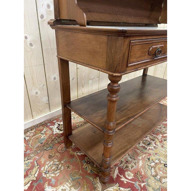 Napoleon III Console Table in Walnut and White Marble For Sale - Image 6 of 11