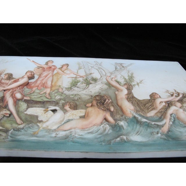 Hunt of Diana Karl Ens Volkstedt German Bisque Wall Plaque After Hans Makart For Sale - Image 10 of 12