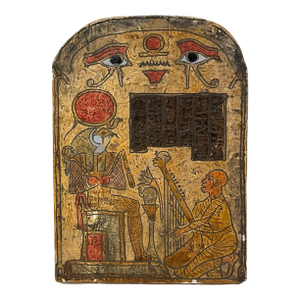 Egyptian Revival Clay Plaque Depicting the Harpist's Stele - Funerary Object