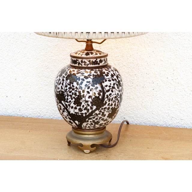 Transitional Vintage Midnight Floral Blossom Table Lamp For Sale - Image 3 of 8
