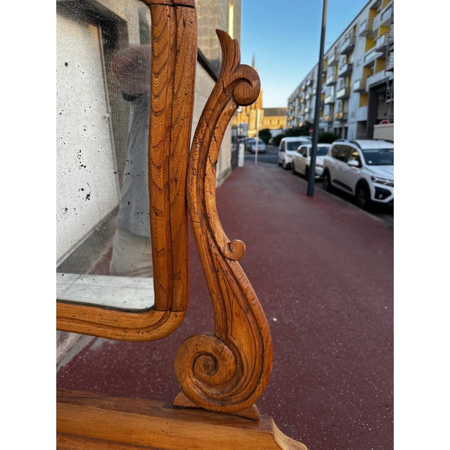 Louis Philippe Cherrywood Dressing Table with Marble Top and Swiveling Mirror, France, 19th Century For Sale - Image 3 of 18