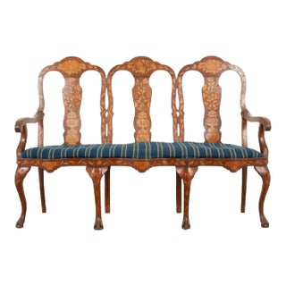 Dutch 18th Century Marquetry Inlay Settee For Sale