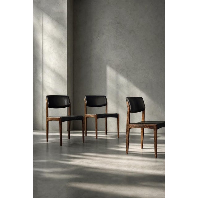 Mid-Century Scandinavian Modern Rosewood and Black Leather Chairs by H.W. Klein for Bramin, 1960s, Set of 3 For Sale - Image 16 of 18