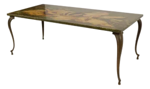 Scagliola Florentine Marble & Brass Trompe l'Oeil Cocktail Table