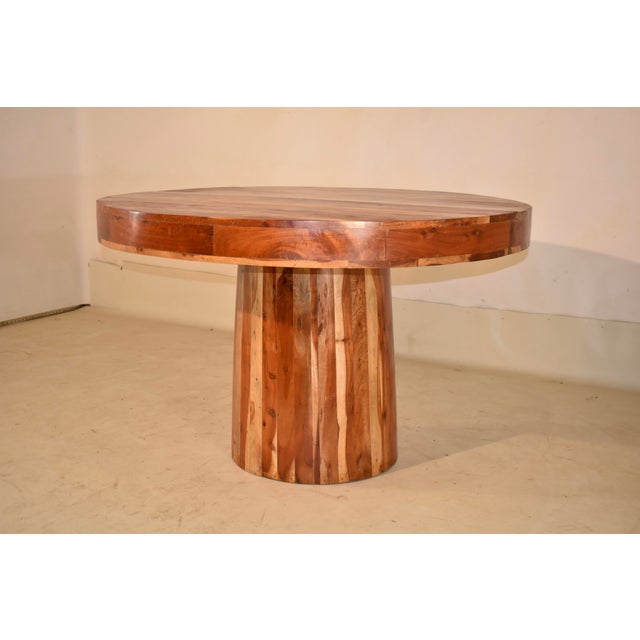 Natural Redwood Round Pedestal Dining Table, Circa 1970's For Sale - Image 4 of 6